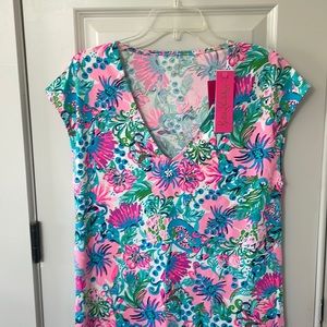 Lilly Pulitzer Talli V neck coverup. Mandevilla Baby Paradise petals